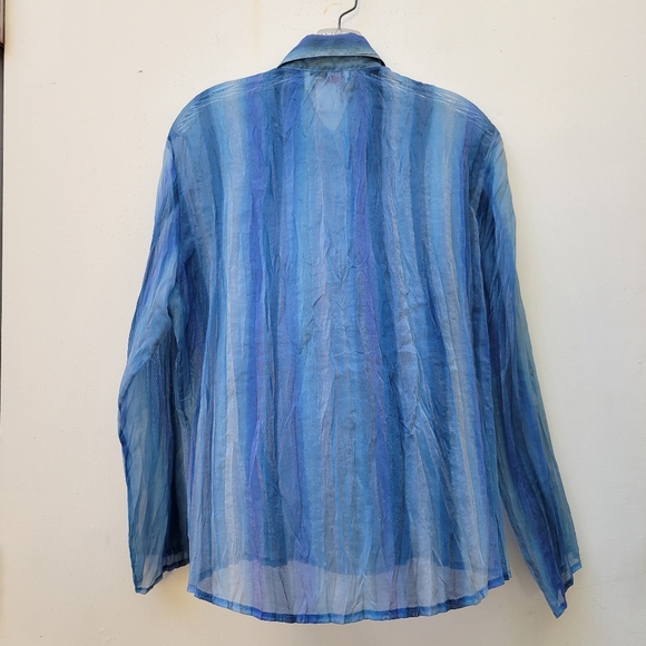 Simon Chang Vintage Organza Ombre Blue Blouse Size 10/12 (Large) - Picture 2 of 5